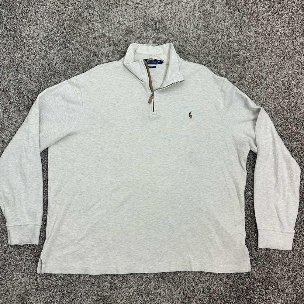 Polo Ralph Lauren Estate Rib Quarter Zip Pullover Sweater Cotton Cream Sz 2XL - Picture 1 of 8